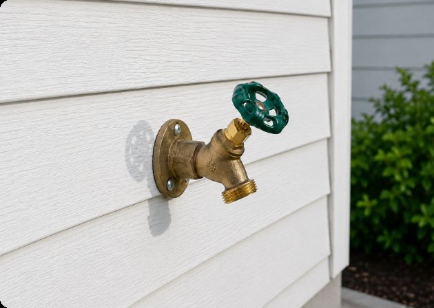 Outdoor tap on the siding of a Vaughan home