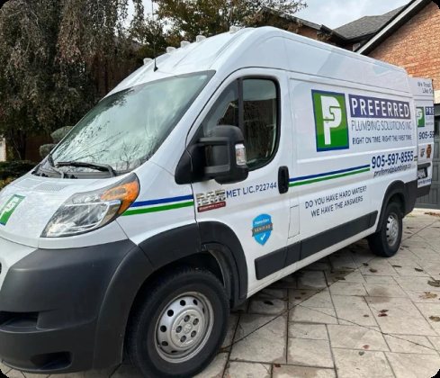 Preferred Plumbing service van ready for HVAC calls in Niagara