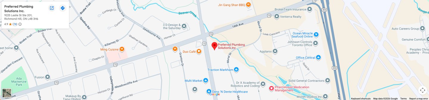 Map of Preferred Plumbing Solutions in Richmond Hill