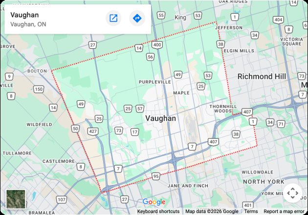 Map of Vaughan, Ontario